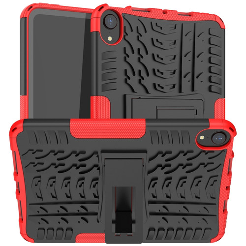 iPad mini 6 Tire Texture TPU + PC Shockproof Tablet Case with Holder - Red