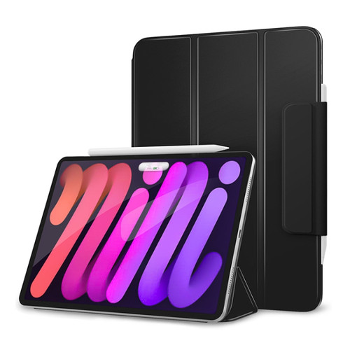 iPad mini 6 3-fold Double-sided Clip Buckle Magnetic Smart Tablet Case - Black