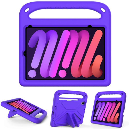 iPad mini 6 Handle Portable EVA Shockproof Tablet Case with Triangle Holder - Purple