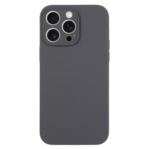 iPhone 15 Pro Max Pure Color Liquid Silicone Fine Pore Phone Case - Charcoal Black