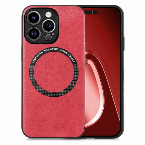 iPhone 15 Pro Max Solid Color Leather Skin Back Phone Case - Red