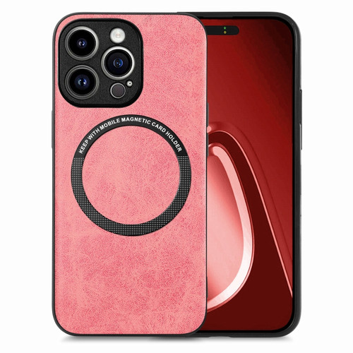 iPhone 15 Pro Max Solid Color Leather Skin Back Phone Case - Pink