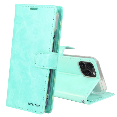 iPhone 15 Pro Max GOOSPERY BLUE MOON Crazy Horse Texture Leather Phone Case - Mint Green