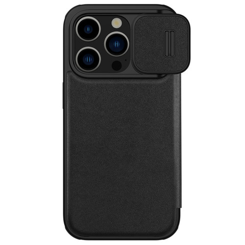 iPhone 15 Pro Max NILLKIN QIN Series Pro Plain Leather Phone Case - Black