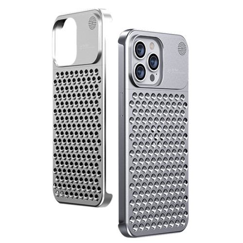 iPhone 15 Pro Max Aromatherapy Aluminum Alloy Cooling Phone Case - Silver