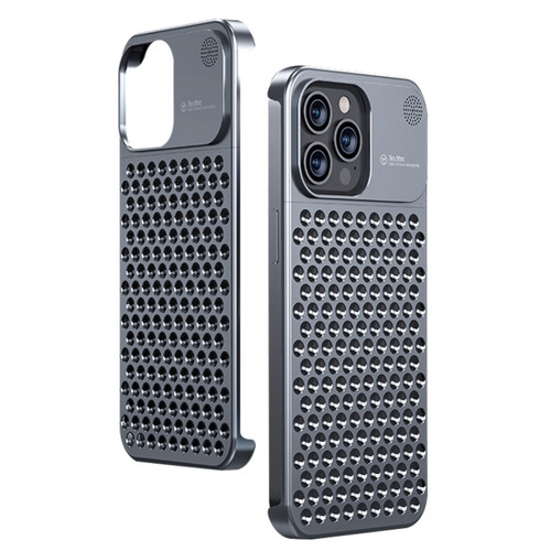 iPhone 15 Pro Max Aromatherapy Aluminum Alloy Cooling Phone Case - Grey