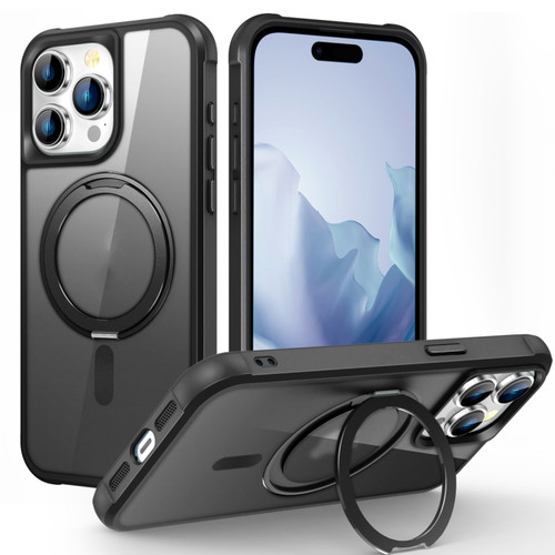 iPhone 15 Pro MagSafe Magnetic Rotating Holder Phone Case - Black