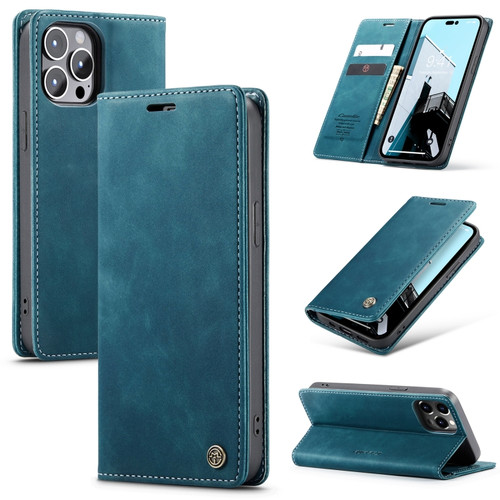 iPhone 15 Pro CaseMe 013 Multifunctional Horizontal Flip Leather Phone Case - Blue