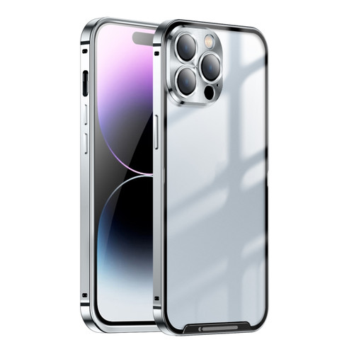 iPhone 15 Pro Frosted Metal Phone Case - Silver