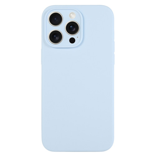 iPhone 15 Pro Pure Color Liquid Silicone Fine Pore Phone Case - Sky Blue