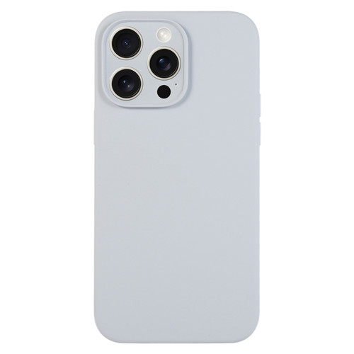 iPhone 15 Pro Pure Color Liquid Silicone Fine Pore Phone Case - Grey Blue