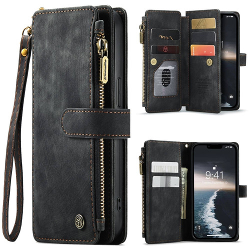 iPhone 15 CaseMe C30 Multifunctional Leather Phone Case - Black