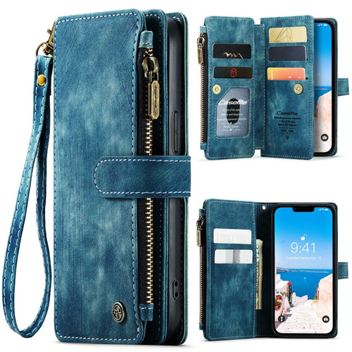 iPhone 15 CaseMe C30 Multifunctional Leather Phone Case - Blue