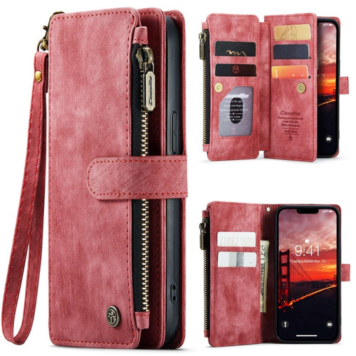 iPhone 15 CaseMe C30 Multifunctional Leather Phone Case - Red