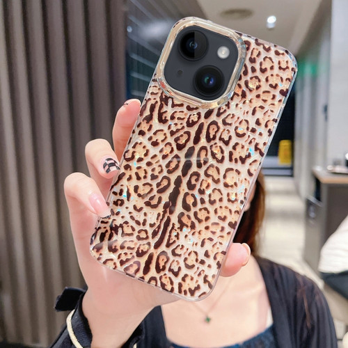 iPhone 15 Colorful Crystal Shell Pattern PC + TPU Phone Case - Deep Leopard