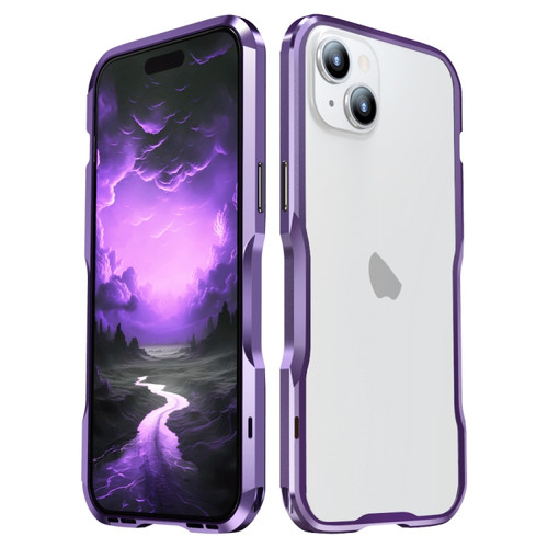 iPhone 15 Sharp Edge Magnetic Shockproof Metal Frame Phone Case - Purple