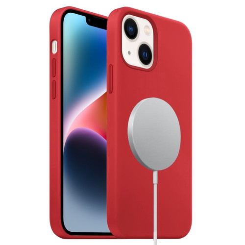 iPhone 15 MagSafe Liquid Silicone Full Coverage Phone Case - Red