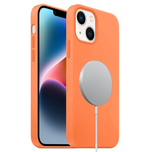 iPhone 15 MagSafe Liquid Silicone Full Coverage Phone Case - Orange