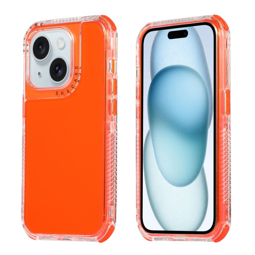 iPhone 15 Dreamland 3 in 1 Clear Color Transparent Frame PC + TPU Phone Case - Orange