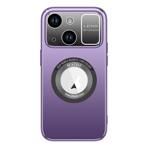 iPhone 15 Large Window MagSafe Skin Feel PC Phone Case - Purple