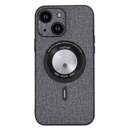 iPhone 15 Cloth Texture MagSafe Magnetic PU Phone Case - Grey