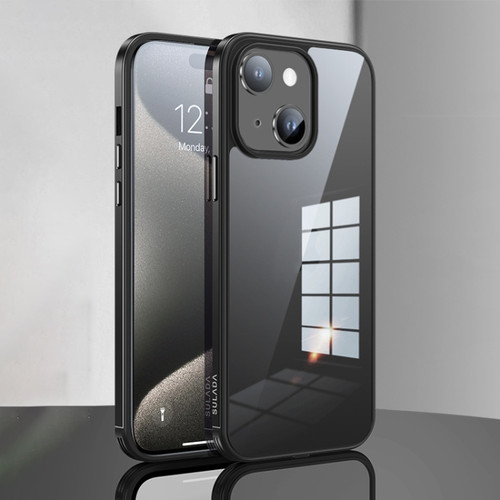 iPhone 15 SULADA Metal Frame + Nano Glass + TPU Phone Case - Black