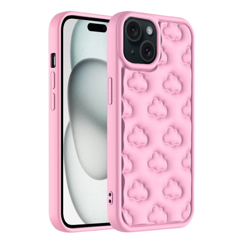 iPhone 15 3D Cloud Pattern TPU Phone Case - Pink