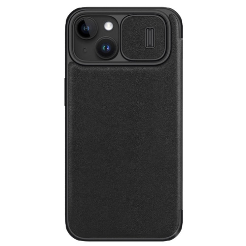 iPhone 15 NILLKIN QIN Series Pro Plain Leather Phone Case - Black