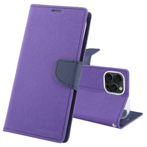iPhone 15 Pro GOOSPERY FANCY DIARY Cross Texture Leather Phone Case - Purple