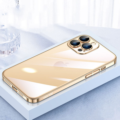 iPhone 15 Pro SULADA JINGJIA Series Lens Protector PC Phone Case - Gold