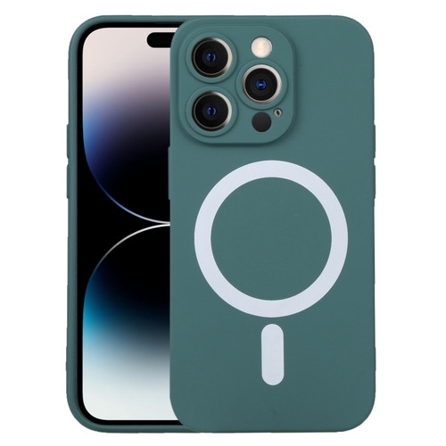 iPhone 15 Pro Liquid Silicone Magsafe Phone Case - Dark Green