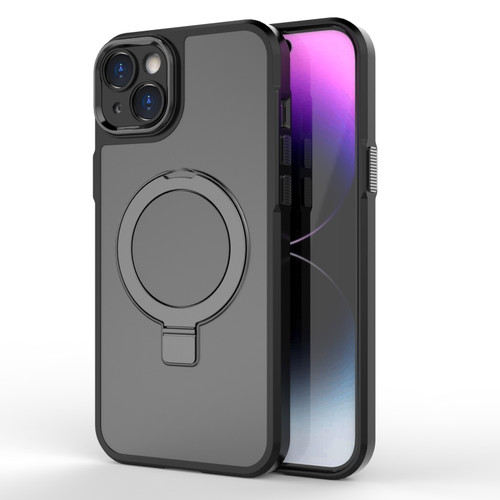 iPhone 15 Plus MagSafe Magnetic Metal Holder Phone Case - Black