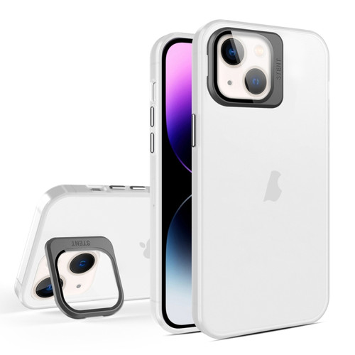 iPhone 15 Plus Skin Feel Lens Holder Translucent Phone Case - White