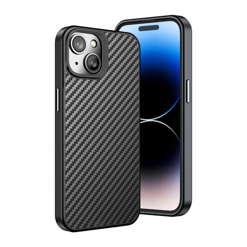 iPhone 15 Plus wlons Magsafe Carbon Fiber Kevlar TPU Phone Case - Black