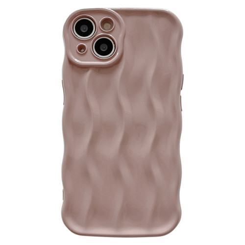 iPhone 15 Plus Wave Texture Bright TPU Phone Case - Apricot