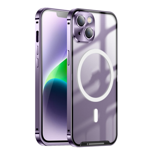 iPhone 15 Plus MagSafe Magnetic Frosted Metal Phone Case - Purple