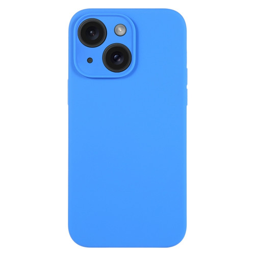 iPhone 15 Plus Pure Color Liquid Silicone Fine Pore Phone Case - Lake Blue
