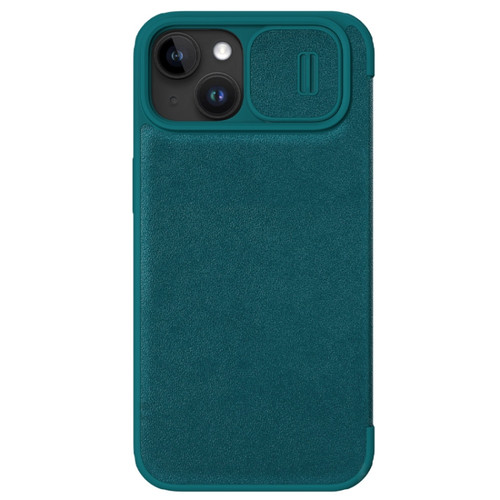iPhone 15 Plus NILLKIN QIN Series Pro Plain Leather Phone Case - Green