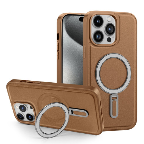 iPhone 15 Plus Shield MagSafe Magnetic Holder Phone Case - Brown
