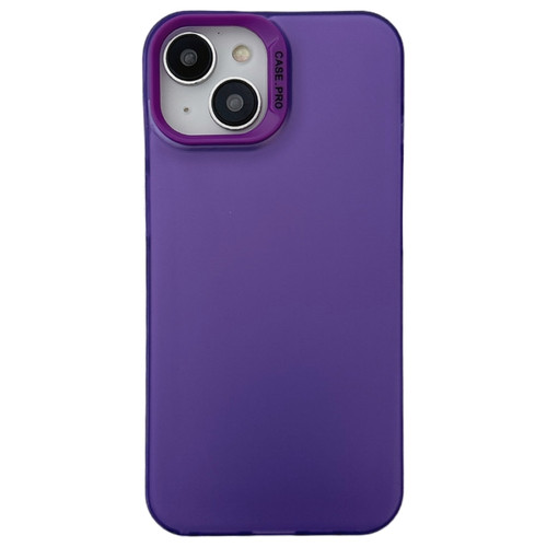 iPhone 14 Semi Transparent Frosted PC Phone Case - Purple