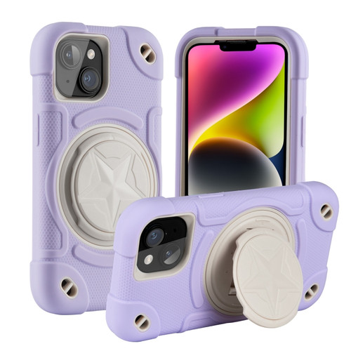 iPhone 14 Shield PC Hybrid Silicone Phone Case - Rero Purple+White