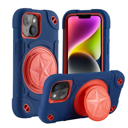 iPhone 14 Shield PC Hybrid Silicone Phone Case - Navy+Red