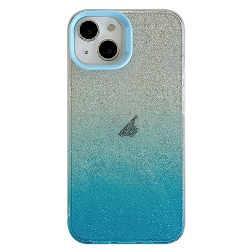 iPhone 14 Double Sided IMD Gradient Glitter PC Phone Case - Blue