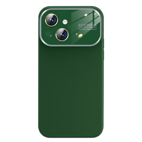 iPhone 14 Liquid Silicone Large Glass Window Phone Case - Deep Green