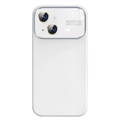 iPhone 14 Liquid Silicone Large Glass Window Phone Case - White