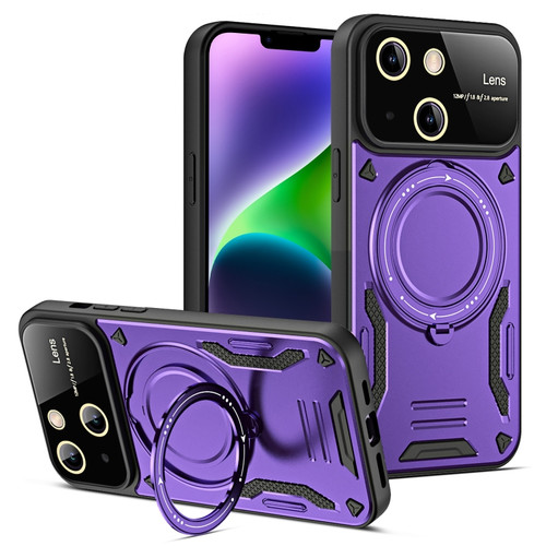 iPhone 14 Large Window MagSafe Holder Phone Case - Purple
