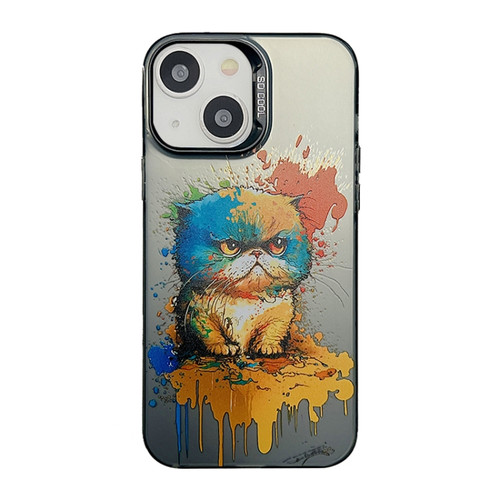 iPhone 14 Cute Animal Pattern Series PC + TPU Phone Case - Fat Cat