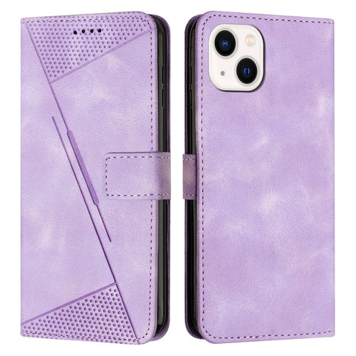 iPhone 14 Dream Triangle Leather Phone Case with Lanyard - Purple