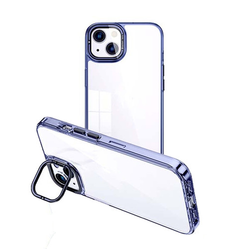 iPhone 14 Invisible Camera Holder Transparent Phone Case - Blue