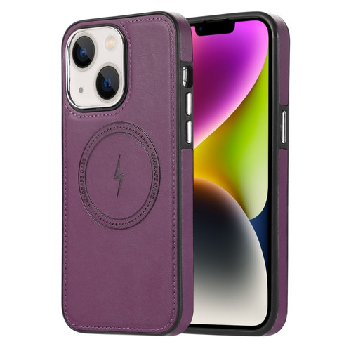 iPhone 14 Side Leather Magsafe Phone Case - Dark Purple